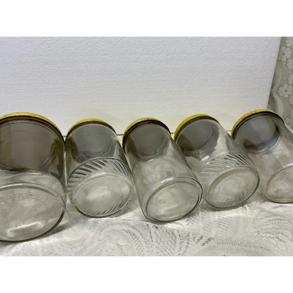 Vintage Peanut Butter Jars Lot of 5 Peter Pan Deep South Kroger Metal Lids Glass